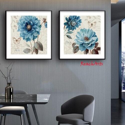 Luxury Canvas Quote Wall Picture Board Floral Modern Set 2 Square Home Decoration For Bedroom Hot Sale Nice Designs