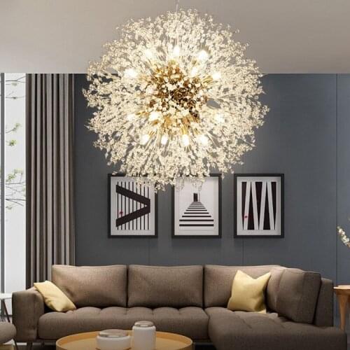 European LED Crystal Chandelier Dandelion Cristal Living Dining Room Hanging Lamp Lighting Decoration Pendant light YHJ021206