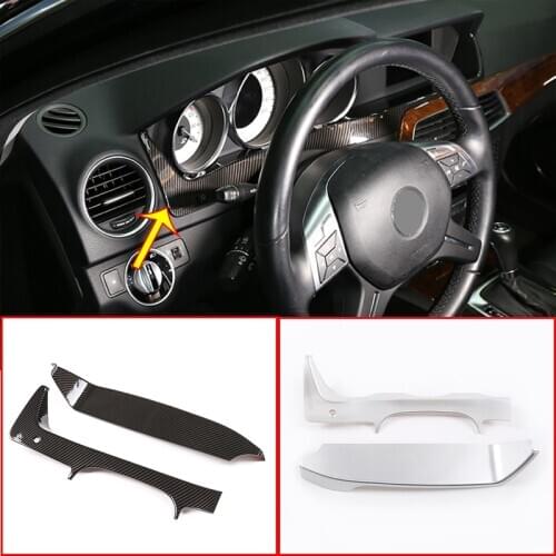 Car Styling Carbon Fiber Texture Steering Wheel Dashboard Panel Cover Frame Trim For Mercedes Benz C Class W204 2011-2013 LHD