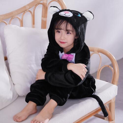 TUONXYE Girls Pajamas Children Cute Cat Onesies Pijamas Kids Animals Pyjamas Child Flannel Kigurumi Pajamas Boys Sleepwear Set