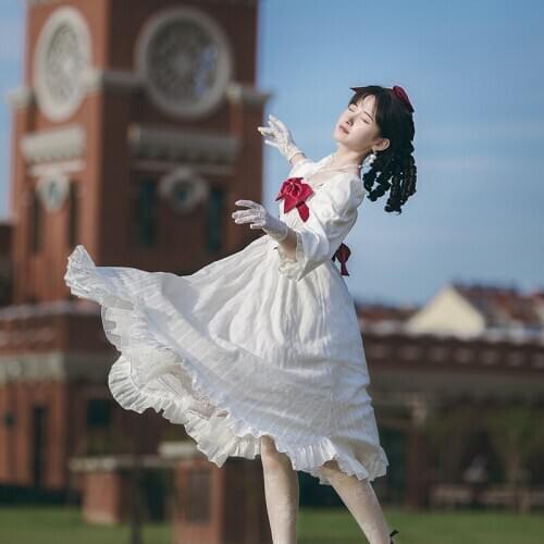 Princess tea party sweet lolita dress vintage lace bowknot Cross straps victorian dress kawaii girl gothic lolita op loli cos