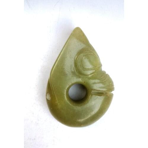 YIZHU CULTUER ART Collection China Old Jade Hand Carving Beast Statue Amulet Pendant Decoration