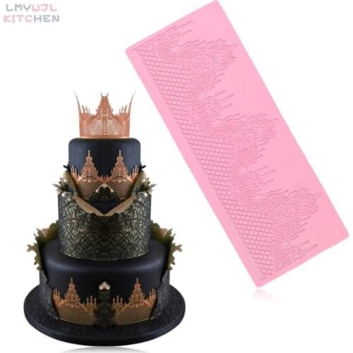Castle Shape Cake Lace Decoration Mold Food Grade Silicone Chocolate Fudge Mold Baking Cake Decoration Accessories 33.6*12.5cm