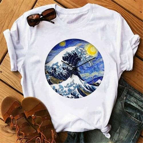 2021 New Womens T-shirts The Great Wave of Aesthetic Star Ocean Harajuku Fashion Graphic Tee Cute Summer Tops Casual T Shirt