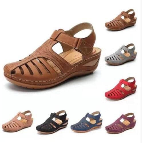 2021 New Woman Summer Wedge Sandals Buckle Casual Sewing Women Shoes Female Ladies Slides Platform Retro Sandalias