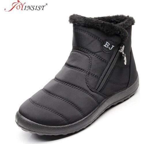 Snow Boots Women Shoes Warm Plush Fur Ankle Boots Winter Female Slip On Flat Casual Shoes Waterproof Ultralight Footwear