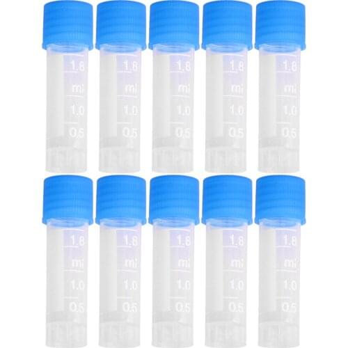 10Pcs/set 1.8ml Lab Plastic Test Tubes Vial Seal Cap Container For Lab