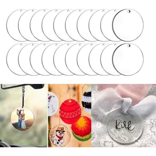 10PCS Acrylic Clear Circle Discs Keychain Blanks Tassels Keyrings DIY Pendants
