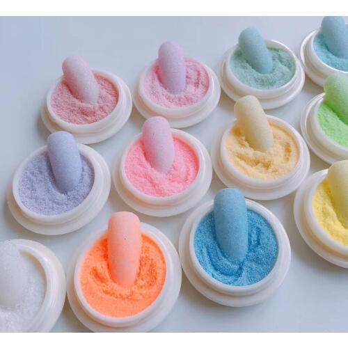 12 Colors Woolen Sugar Mermaid Powder 1 Box Nail Pigment UV Gel Glitter Powder DIY Nail Art Glitter Decoration Powder Design 3ML