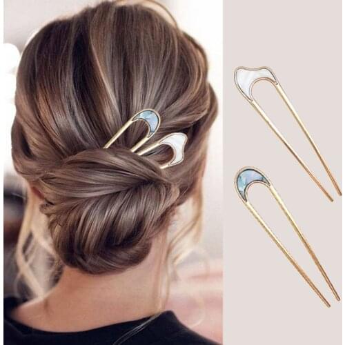 2Pcs/set New Hair Clips Japan Hairpins Hair Sticks Women Hairclip Simplicity Colorful U Shape Girls Hairclip Hair Styling Tools