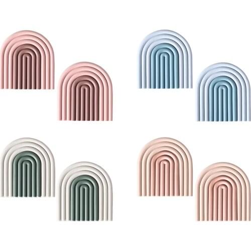 2PACK Silicone Tableware Insulation Mat Coaster Cup Rainbow Mats Pad Heat-insulated Bowl Placemat Home Decor Desktop