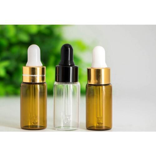 200*5ml Mini Glass Dropper Bottle 5cc Amber Glass Essential Oil Bottle With Tamper Evident Dropper