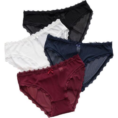 3pcs/lot women mesh seamless underwear Lingerie ultra-thin low waist breathable sexy lace panties Soft Panty Female Underpants