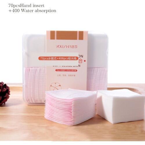 400pcs Water absorption cotton + 70pcs hand-insert cotton Soft close skin water-saving combination cotton pad makeup cotton