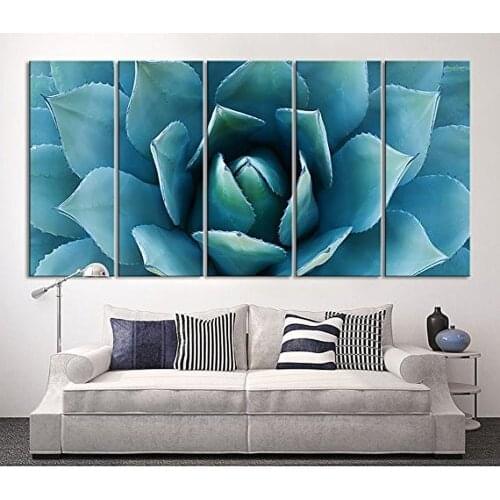 5 Piece Large Wall Art Blue Agave Canvas Prints Agave Flower Large Art Canvas Printing wall pictures for living room bedroom