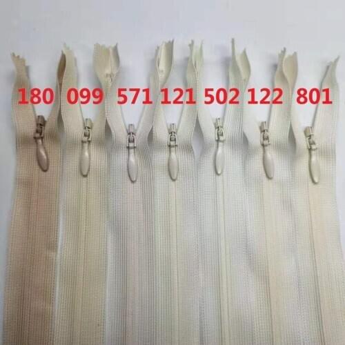 50pcs/lot 2# Ykk Invisible Zipper Close End Lace Off White Skirt Wedding Dress Shirt Home Textile Tailor Sewing Accessories