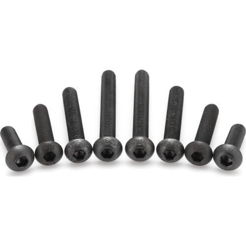 50Pcs M6Alloy Steel Screws Hex Socket Round Head Cap Black Screw Furniture Fastener Bolt M6*8/10/12/16/20/25/30/35/40/45/50mm