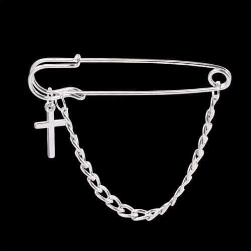 2020 Sale Cross Brooches kpop Retro Punk Chain Design Big Pins Suit Accessory For Women Men Decoration tide Statement jewelry