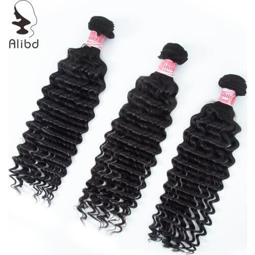 Alibd Deep Wave Malaysian Human Hair Remy Hair 3pcs/lot 28 30 inches long Natural Color Double Weft Hair Extensions