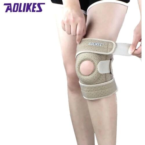 AOLIKES 1PCS Breathable Knee pads with 4 Springs Support Silica Brace Protect Adjustable Patella Cycling/Running Knee Protector