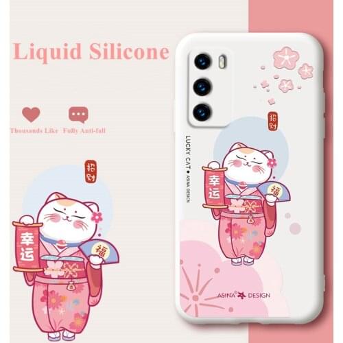 ASINA Original Liquid Silicone Case For Huawei P40 P30 P20 P Smart2019 Cover Cat Shell Couple Cases For Nova3 3i Coque Funda