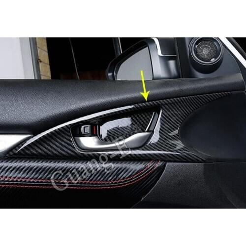 Car Detector Stick Frame Trim Door Inner Built Handle Bowl Armrest Parts 4PCS For Honda Civic 10th Sedan 2019 2020 2021