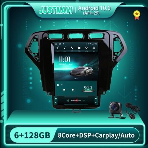 JUSTNAVI Car Radio Tesla Style For Ford Mondeo 2007-2010 Android 10.0 BT Auto Stereo Multimedia Video Play Bluetooth-compatible