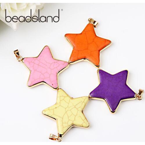 Beadsland Single Hole Star Shape Natural Stone Pendant For DIY Necklace Woman Girl Gift 40424