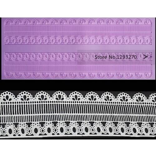 CT404 39.8cm*17cm big Silicone cake mold floral sugar lace mat decoration for wedding cake