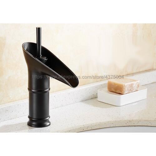 Black Oil Rubbed Brass Bathroom Basin Faucet Hot Cold Mixer Tap Single Handle Basin Tap Mixer Tap Nnf094