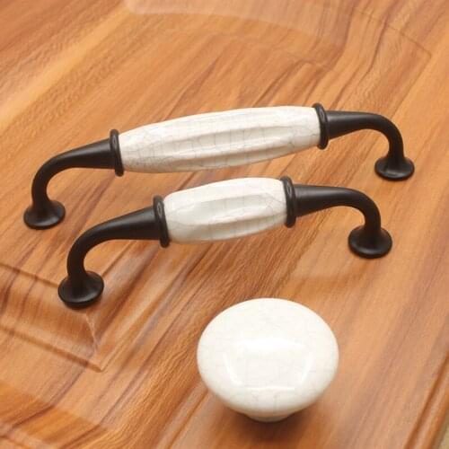 Zinc Alloy Cracked Ceramic Handle European Style Light Luxury Modern Simple Cabinet Wardrobe Drawer Cabinet Door Knob