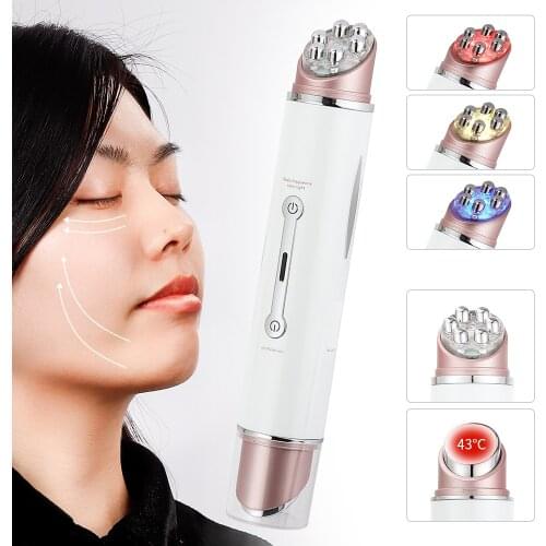 Electric Heating Face Eye Massager EMS Vibration LED Photon Therapy Face Eye Skin Care Lifting Anti-Wrinkle Hot Massager Pen