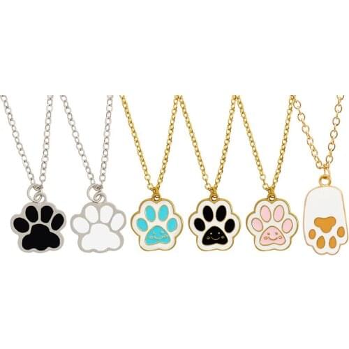 GDHY Cute Animal Footprints Necklaces Animal Cats paw Dogs paw Pet Cat Pendant Necklace For Woman Chain Choker Jewelry