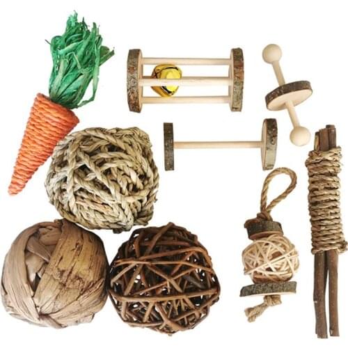 Interactive Hamster Chewing Toys Set Pet Rabbit Guinea Pig Rat Molar Bite Resistant Cleaning Teeth Toy Small Animal Toy Supplies