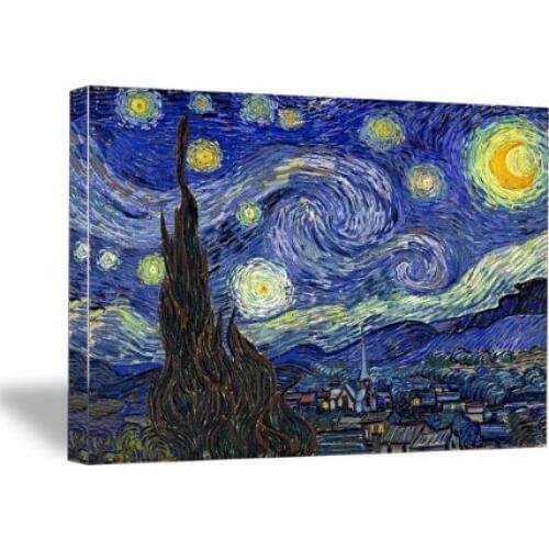 Vincent Van Gogh Famous painting Starry Night Landscape Oil Canvas Poster Print Wall Picture living room Home Decor Painting