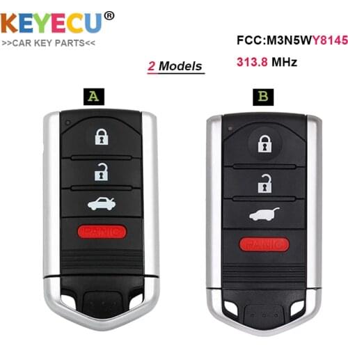 KEYECU Smart Remote Car Key Fob 4 Button 313.8MHz for Acura ZDX TL 2009 2010 2011 2012 2013 2014 FCC: M3N5WY8145 IC:267F-5WY8145