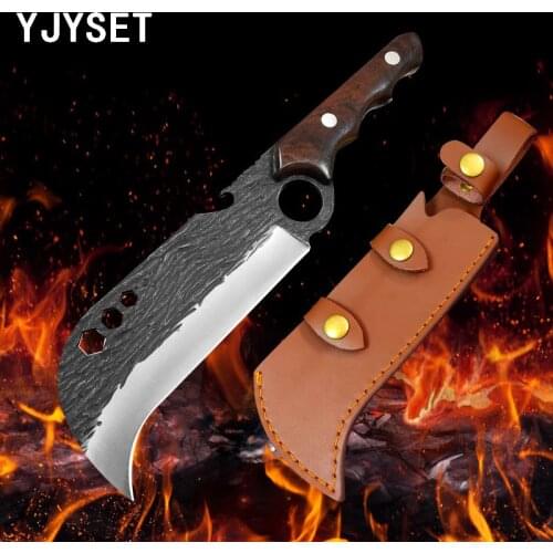 Forged Handmade Kitchen Knife Firewood Sickle Hook Firewood Mountain Tree Thick Chopped Bone Knife Portable Field Camping Knife