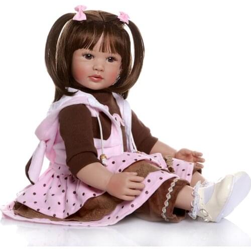 60cm Big Reborn Toddler Doll Toy smooth hair Lifelike Vinyl Princess Baby dolls Alive Bebe reborn Birthday Gift