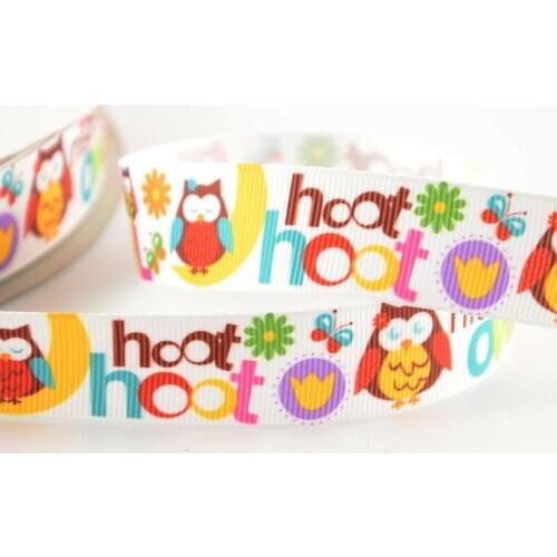 2019 grosgrain ribbons 7/8" 22 mm width for DIY gifts accessories decoration crafts polyester cartoon hoot night owl designs