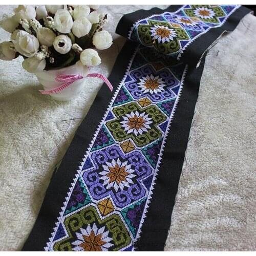 Miao cross stitch crochet cotton fabric lace trim 10cm dress collar ribbon tape webbing ethnic tribal nepal thai india boho DIY