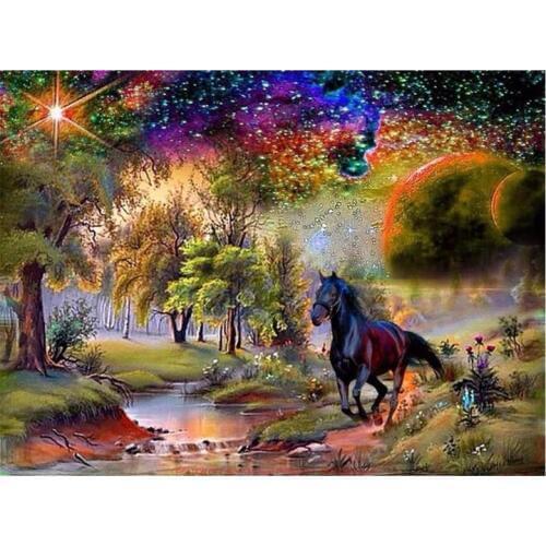 K1985 Diamond Painting Full Drill Kit " Horse in Wonderland " Diamond Embroidery 5D DIY Diamonds Mosaic Cross Stitch