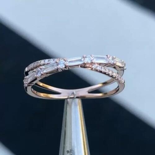 YSDLJG New Fashion Ring Girl Niche Design Personalized X-shaped Ring Women Wedding White Zircon Proposal Ring Engagement Ring