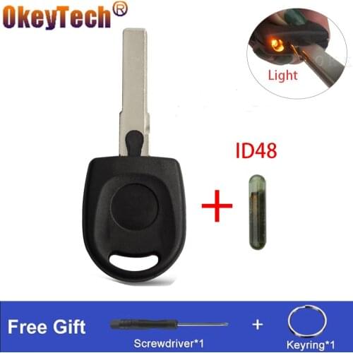 OkeyTech Replacement Transponder Key Case For VW for Volkswagen SKODA Polo Golf SEAT Ibiza Leon Octavia With Light ID48 Chip