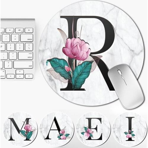 Personalized Mouse Pad Round Initial Name Pattern Non-slip Office Computer Gaming Mousepad Rug Anti-scald Dust-proof and Water