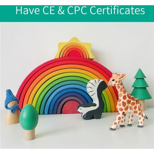 Rainbow Blocks Open Ended Play Creative Peg Doll Forest Tree Building Block Nordic Montessori Educational Wood Toys for Children