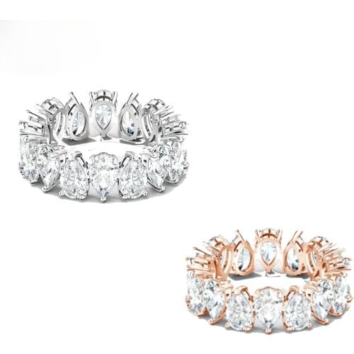 SWA 2020 Fashion Jewelry High Quality Charm Water Drop Crystal . Female European and American Geometric Crystal Ring