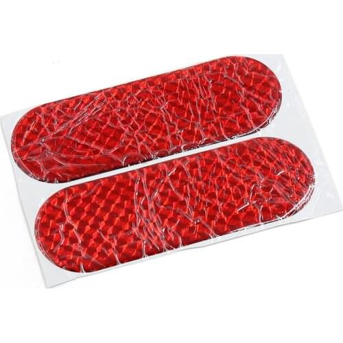 X AUTOHAUX 2Pcs 12Cmx4cm Car Auto Exterior Reflector Decal Stick-On Reflective Sticker Red Car Reflective Sticker ACCESSORIES