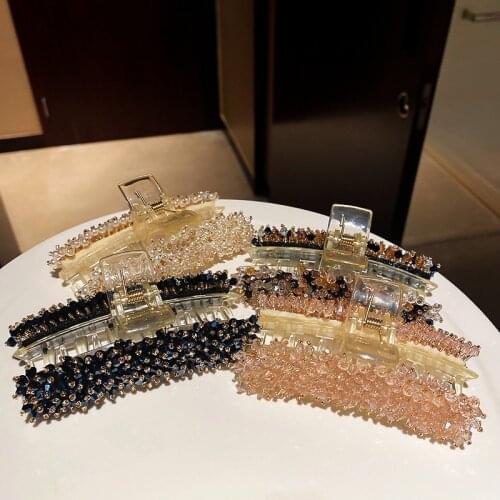 Elegant Full Crystal Pearl Hair Claw Hairgrips Top-grade Shiny Full Rhinestone Flower Pearl Luxury Hair Clamp Barrette Wholesale