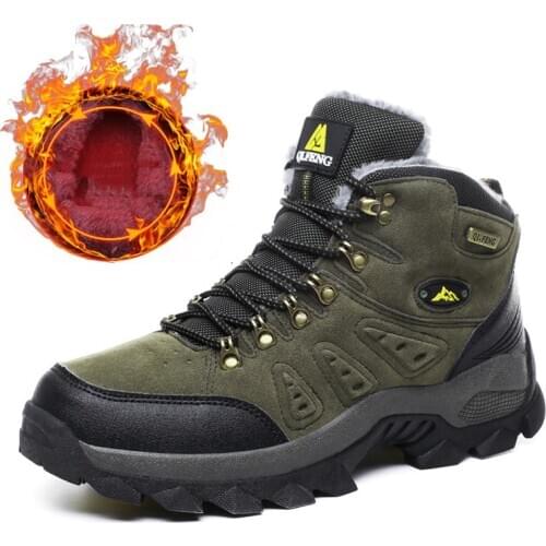 Winter Outdoor Men Hiking Boots Waterproof Leather Trekking Shoes Women Mountain Climbing Wandern Botas Senderismo Hombre