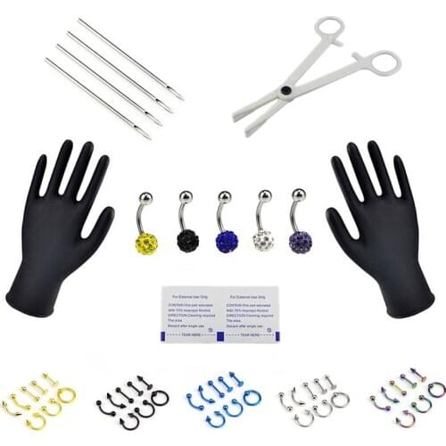 1 Set Disposable Piercing Jewelry Needles Kit Sex Belly Tongue Eyebrow Nipple Lip Nose Body Piercing Jewelry Tool